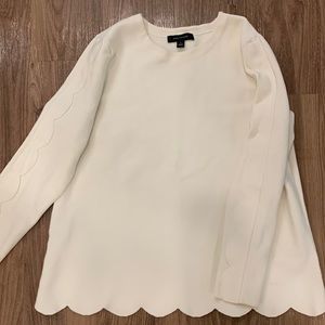 Ann Taylor Scalloped Edge Cream Sweater/ Top